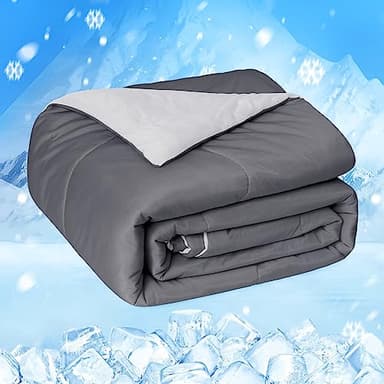 HOMFINE Cooling Comforter King Size, Grey Summer Cooling Blanket for Hot Sleepers and Night Sweats, Japanese Double-Sided Cold Tech Fabric Q-Max 0.45, Soft Breathable Silky Smooth Lightweight - Image 1