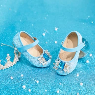 Otter MOMO Toddler Little Girls Princess Shoes Mary Jane Ballerina Flats Flower Girl Dress Blue Shoes Size 5 - Image 7