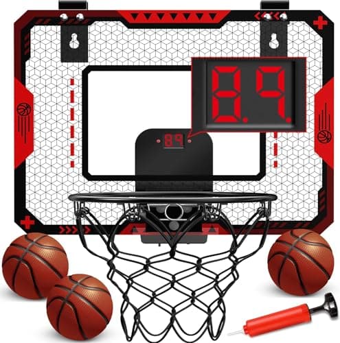 Indoor Basketball Hoop for Kids 5 6 7 8 9 10+Years Old Boys,Mini Basketball Hoop Over The Door Mini Hoop with Electronic Scoreboard & 3 Balls,Kids Basketball Hoop Sport Toys for Gift for Boys Age 5-10 - Image 1