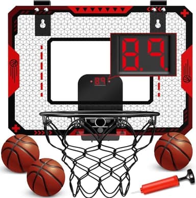 Indoor Basketball Hoop for Kids 5 6 7 8 9 10+Years Old Boys,Mini Basketball Hoop Over The Door Mini Hoop with Electronic Scoreboard & 3 Balls,Kids Basketball Hoop Sport Toys for Gift for Boys Age 5-10 - Image 1