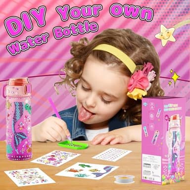 Decorate Your Own Water Bottle Kits for Girls, Mermaid Painting Diamond Art & Bracelet Making Kit for Girl, Crafts for Kids Ages 4-8, Birthday Christmas School Gifts (Mermaid) - Image 4