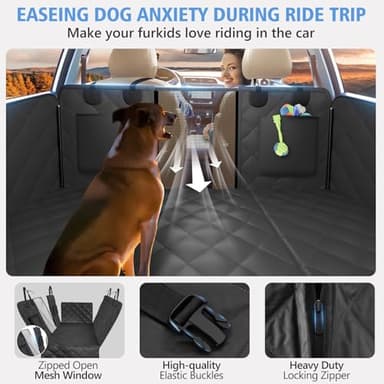 Back Seat Extender for Dogs, Dog Car Seat Cover for Back Seat Supports 420lbs, Hard Bottom Backseat Extender for Dogs, Waterproof Dog Hammock for Car, SUV, Truck Black - Image 8