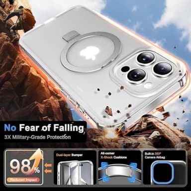 for iPhone 15 Pro Full Body Shockproof Case with Magnetic Invisible Stand [Compatible with MagSafe] Built-in Screen Protector Military Drop ProtectionTranslucent Phone Cover -White - Image 4