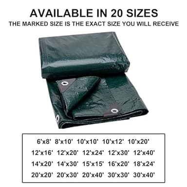 CARTMAN Finished Size 10x12 Feet Waterproof Green Tarp 8 Mil Thick, Multipurpose Protective Cover for Emergency Rain Shelter Camping Tarpaulin - Image 6