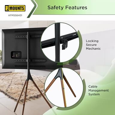 ProMounts Easel Floor TV Stand with Tripod Base for 47-72 inch LED LCD OLED Flat and Curved Screens, Portable Height Adjustable TV Stand Mount for Bedroom, Living Room, Studio - Image 5