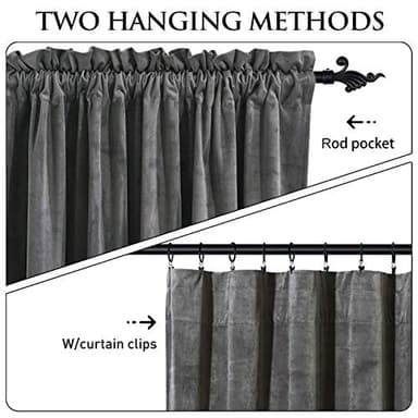 StangH Velvet Curtains 108 inches Long - Heavy-Duty Blackout Velvet Drapes Heat & Chill Resistant Window Panels for Villa/Patio Door, Grey, 52 by 108-inches, 2 Pcs - Image 2