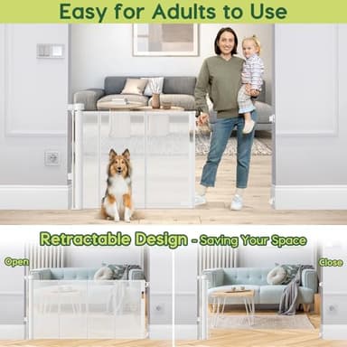 Reinforced 55" Wide Retractable Baby Gates for Doorways to Prevent Crawling Under, Outdoor Retractable Gate, Mesh Child Safety Gates for Toddlers, Indoor/Outdoor Baby Gate for Deck/Porch/Patio, White - Image 5