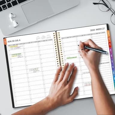 SUNEE 2025-2026 Appointment Book, Quarter-Hourly, Weekly & Monthly - from July 2025 to June 2026, 8.5"x11" Academic Planner, Flexible Cover, Note Pages, Bookmark, Spiral Binding, Black - Image 7