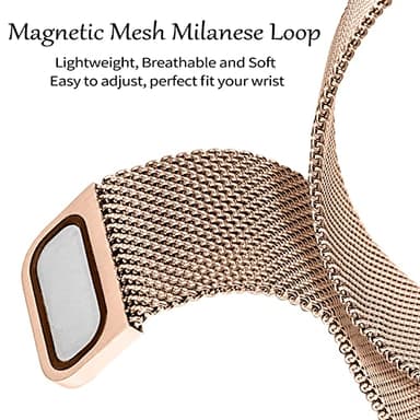 Joyozy Magnetic Band Compatible with Apple Watch Band 38mm 40mm 41mm 42mm 44mm 45mm 46mm Milanese Strap with Bling Glitter Case and Screen Protector Dressy Stainless Steel iWatch Loop for Women (Rose Gold 42mm) - Image 4