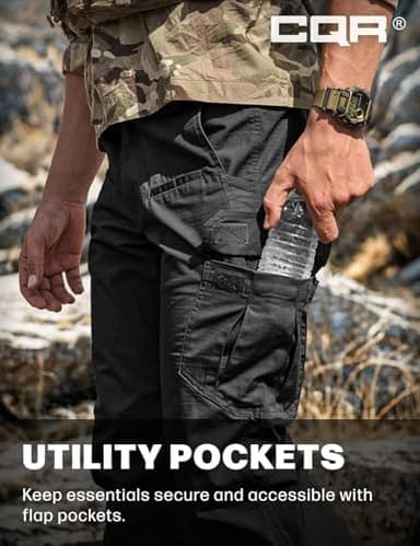 CQR Men's Tactical Pants, Water Resistant Ripstop Cargo Pants, Lightweight EDC Work Hiking Pants, Outdoor Apparel, Raider Black, 32W x 34L - Image 6