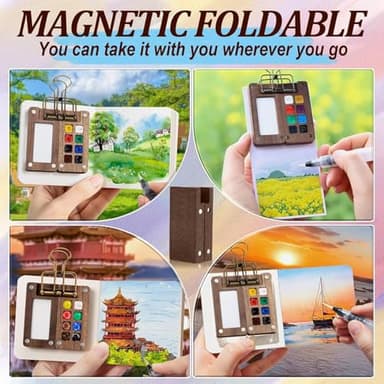 Tobios Watercolor Kit, Tobios Mini Watercolor Paint Set, 12 Color Mini Watercolor Travel Set, Pocket Artist Watercolour Travel Sets, 8 Grids Portable Paint Palette - Image 4