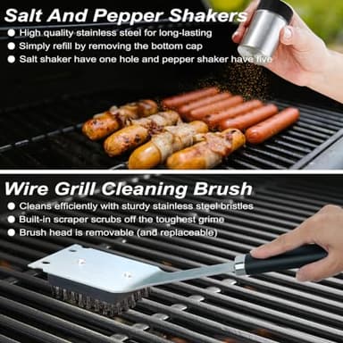 POLIGO 22PCS Heavy Duty BBQ Grill Accessories Set, Non-Slip Grill Tools for Outdoor Grill Set Thicker Stainless Steel Grill Utensils Set, Deluxe Grilling Tools Set in Aluminum Case Ideal Gifts for Men - Image 7