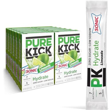 PURE KICK Hydration Singles to Go Drink Mix, Sonic Limeade, Includes 12 Boxes with 6 Packets in Each Box, 72 Total Packets - Image 1
