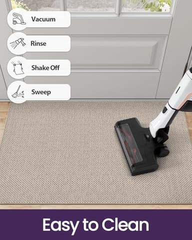 DEXI Door Mat Inside Entrance 32x48, Ultra Non Slip Rubber Backed Dirt Trapper, Low Profile Thin Welcome Doormat, Absorbent Easy Clean Entry Mats for Entryway, Patio, Beige - Image 5