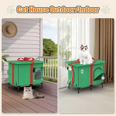 NEAIYDA Outdoor Heated Cat House,Weatherproof and Insulated Outside Cat Shelter with Heated Pad and Cooling Pad(4 Seasons Universal),Gift Box for Cats.(Medium - Image 5