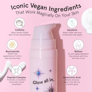 grace & stella Retinol & Caffeine Under Eye Serum Anti Aging - Travel Essentials - Hydrating Cream with Niacinamide, Peptides - Reduce Wrinkles, Crow's Feet, Puffiness - Vegan Skincare (0.5 floz/15ml) - Image 3
