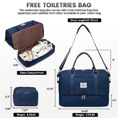 LOVEVOOK Travel Duffle Bag,Weekender Bags for Women with Shoe Compartment,Carry on Overnight Bag with Toiletry Bag,Gym Duffel Bag with Wet Pocket,Hospital Bags for Labor and Delivery - Image 2