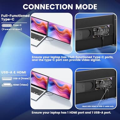 domyfan 15.6" Laptop Screen Extender, 120% sRGB FHD 1080P IPS Laptop Monitor Extender Dual Screen, Portable Monitor for Laptops 13-17" with HDMI/USB-A/Type-C Plug-Play for Windows, Mac, Android - Image 5