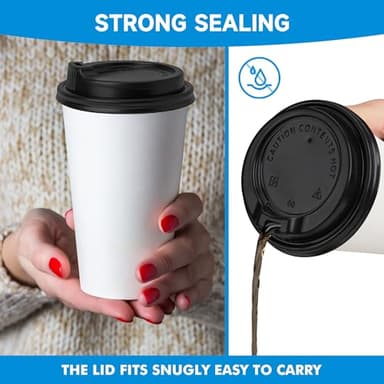 RACETOP Coffee Cups with Lids 16 oz 100 Pack, Disposable Paper Cups with Lids, To Go Hot Cups for Home/Office - Image 5