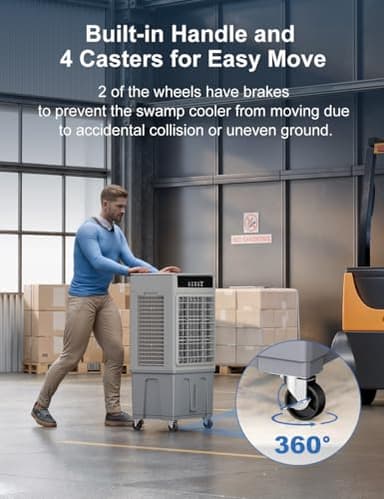 AIRTHRYL Large Swamp Cooler Air Conditioner, 2200CFM Evaporative Air Cooler, 24H Timer & 8 Gal Water Tank, 100°Oscillation, 3 Speeds&4 Ice Boxes,Remote, Portable Cooling Fan for Garage Outdoor Large - Image 8