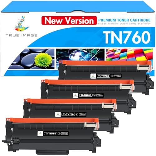 TN760 TN730 Toner for Brother Printer: Compatible for Brother TN 760 730 TN-730/TN-760 High Yield Black for MFC-L2710DW MFC-L2750DW HL-L2350DW HL-L2395DW DCP-L2550DW HL-L2390DW HL-L2370DW 4-Pack - Image 1