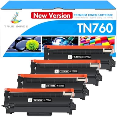 TN760 TN730 Toner for Brother Printer: Compatible for Brother TN 760 730 TN-730/TN-760 High Yield Black for MFC-L2710DW MFC-L2750DW HL-L2350DW HL-L2395DW DCP-L2550DW HL-L2390DW HL-L2370DW 4-Pack - Image 1