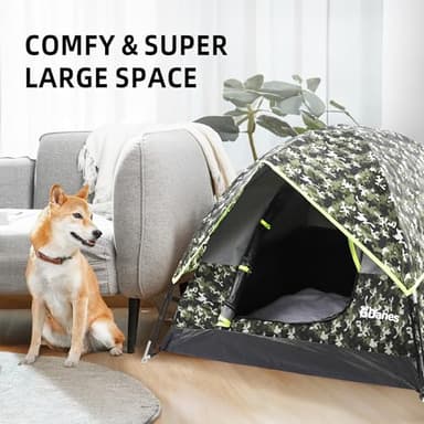 GDanes Camouflage Dog Tent House - Portable Indoor/Outdoor Dog Bed with Soft Pad for Large Dogs, 42 x 42 x 32 Inches - Image 3