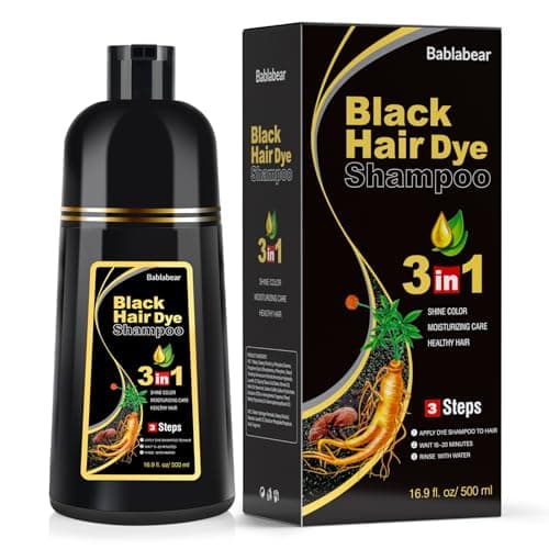 Bablabear Black Hair Dye Shampoo for Gray Hair, Semi-Permanent Hair Color Shampoo for Women and Men, Herbal Ingredients, 3 in 1 100% Grey Coverage.Lasts 30 Days/500ml/Natural herbal Ingredients - Image 1