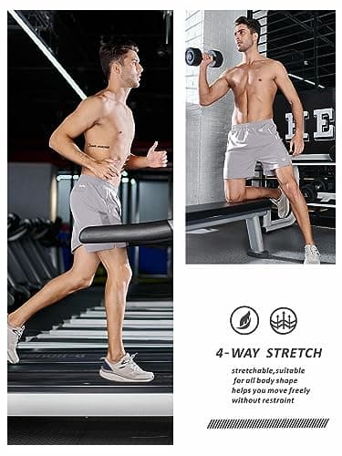 NORTHYARD Men's Running Athletic Shorts 5"/ 7"/ 9" Workout Gym Short Tennis Quick Dry Active Sport Hiking Basketball-5'' Stone-M - Image 4