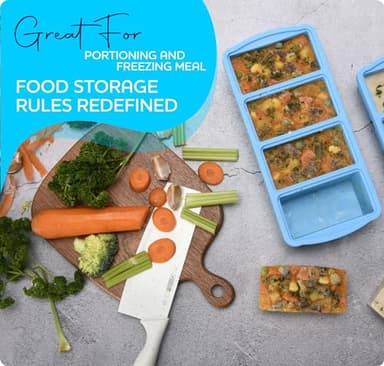 Zip Standing Silicone Freezer Trays with Lid,1-cup Soup Freezer Container large Ice Cube Molds with Reinforced Steel Ring Top for freezing Soup Sauce Broth Leftovers oven Dishwasher -Safe(2-Pack) - Image 7