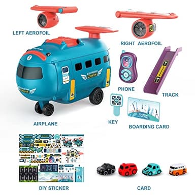 Dwi Dowellin Airplane Car Toy,Steering Wheel Toys for 3 4 5 6 Year Old Boys&Girls with Sound and Light,Toddler Educational Plane Driving Toy Gift for Kids Aged 3+, Blue - Image 5