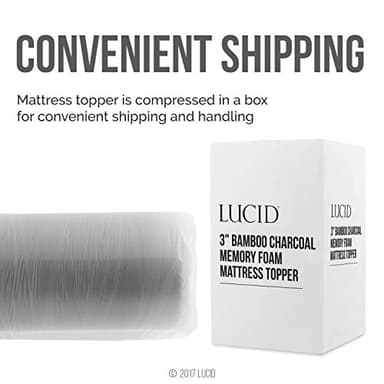 Lucid 3 Inch Ventilated Bamboo Charcoal Memory Foam Mattress Topper - Twin XL Mattress Topper - Image 6