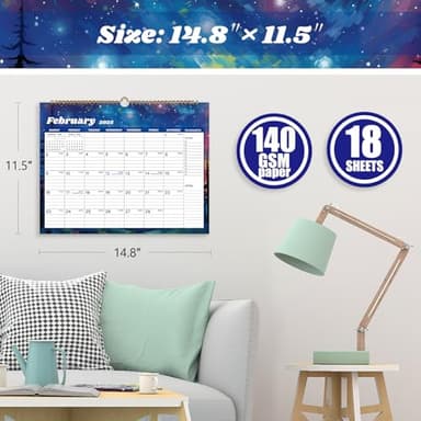 XISIDO 2025 Calendar 18 Month Wall Calendar 2025-2026, January 2025 to June 2026 Calendar with Julian Dates, 14.8" X 11.5" (2025-2026 Wall Calendar Starry Sky) - Image 5