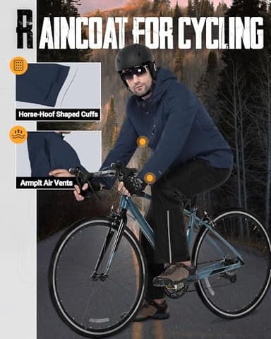 33,000ft Men's Packable Rain Jacket Lightweight Rain Shell Jacket with Hood Waterproof Raincoat for Cycling - Image 5