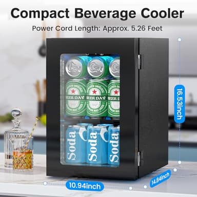 Electactic 24 Cans Beverage Refrigerator Cooler, Mini Fridge Countertop Drink Cooler for Soda, Canned Beer, Adjustable Digital Temperature Control for Home Dorm Office, Black - Image 6