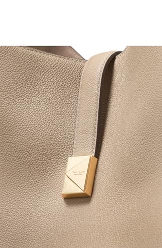 kate spade new york Deco Pebbled Leather Large Shoulder Bag, Timeless Taupe - Image 3