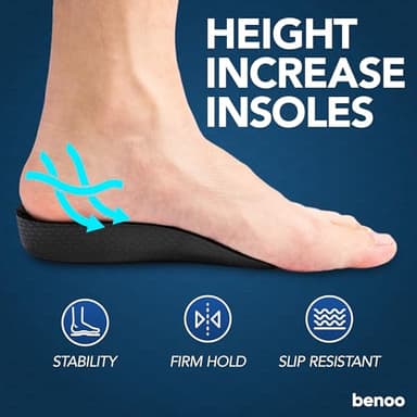 Heel Lift (1 Inch) Height Increase Insoles for Men & Women, Half Shoe Lift Insert, Comfortable Instant Height Boost (Mens 8-9.5 or Womens 9.5-11) - Image 2