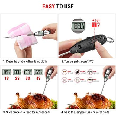 ThermoPro TP02S Digital Food Thermometer for Cooking Bread Baking Sourdough Liquids, Meat Thermometer Digital with Super Long Probe for Grill Kitchen BBQ Oil Milk Yogurt Candy Making Accessory - Image 5
