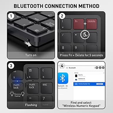 havit Bluetooth Number Pad Wireless Numeric Keypad Numpad 26 Keys Portable Mini Financial Accounting Rechargeable Numeric Pad for Windows Laptop Desktop, PC, Notebook (Black) - Image 2