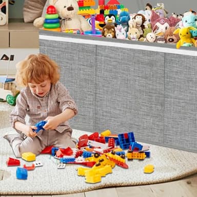 Boxgambol Extra Large Toy Box, Toy Storage Organizer with Lid, Oxford Fabric Collapsible Sturdy Toy Chest Bins Baskets for Livingroom,Playroom, Nursery, Bedroom, Closet (Light Grey) - Image 8