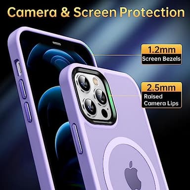CASEQUUE Magnetic for iPhone 12 Case/iPhone 12 Pro Case, [Military Grade Drop Tested] [Compatible with MagSafe] Shockproof Translucent Hard Back Soft Slim Protective Case for iPhone 12/12 Pro, Purple - Image 5