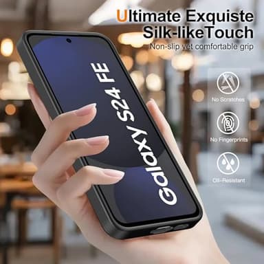 Ezanmull for Samsung Galaxy S24 FE Case Magnetic Shockproof, [Fit for MagSafe] [Glass Screen Protector + Camera Lens Protector] Translucent Anti-Fingerprint Case for Samsung Galaxy S24 FE (Black) - Image 6
