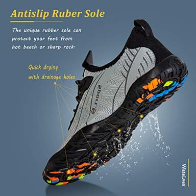 WateLves Water Shoes Mens Womens Beach Swim Shoes Quick-Dry Aqua Socks Pool Shoes for Surf Yoga Water Aerobics (C/Light Gray, 43) - Image 5