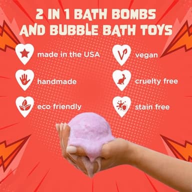 Superhero Boys Bath Bombs with Surprise Hero Toys Inside (12 Pack) - Large Bubble Bomb, Fruity Scents, Relaxing Aromas - Ideal Birthday Gift for Kids by Two Sisters - Image 5
