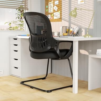 DUMOS Office Desk Chair with Sled Base, Ergonomic Executive Mesh Computer Chairs with Lumbar Support for Home Conference Room Bedroom Waiting Reception Guest Student - Image 1