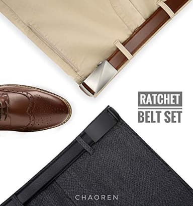 CHAOREN Leather Ratchet Belt Men 2 Pack - Customizable Fit, Effortless Style (35mm) - Image 3