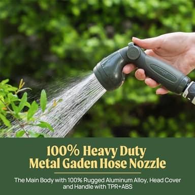 Garden Hose Nozzle - 9 Spray Patterns, Metal, Thumb Control, On/Off Valve, High Pressure Heavy Duty Water Hose Spray Nozzle for Gardening, Lawn Care, and Cleaning Tasks-Tidepool Blue - Image 2