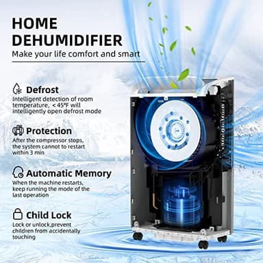 AIRPLUS 4,500 Sq.Ft 70 Pint Dehumidifier for Basements and Home-with Drain Hose,Efficient,Energy-with Dual Protection and 4 Smart Modes,24H Timer,Defrost,for Large room - Image 2