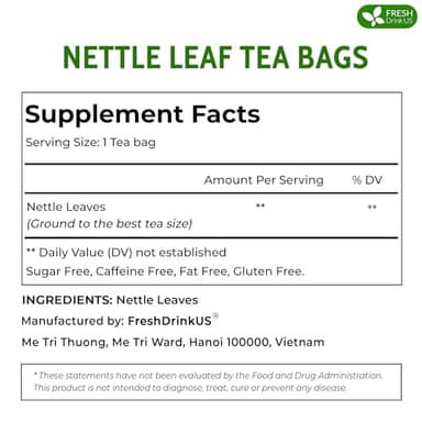 FreshDrinkUS, Premium 135 Nettle Leaf Tea Bags, 100% Natural & Pure, Stinging Nettle Leaf Tea, Nettle Leaf Tea, Burn Nettle, Stinging Nettle, Nettle Tea, Stinger Tea, No Sugar/ Caffeine & Gluten, Vegan - Image 2