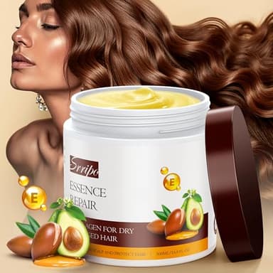 Srripo Collagen Hair Mask for Deep Conditioning, Keratin Hair Treatment with 4 Hydrolyzed Proteins, Moroccan & Avocado Oils Conditioner for Nourish, Calendula Gentian Extracts Care Dry & Damaged Hair - Image 1